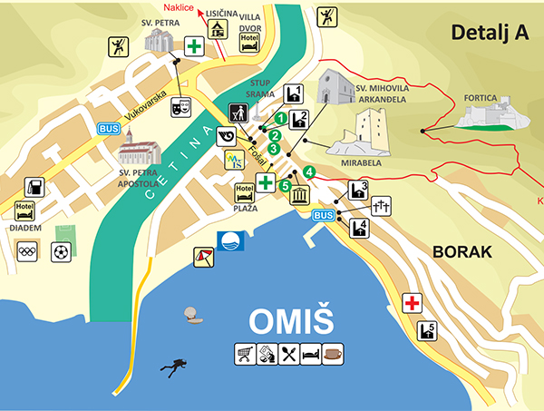 omiš karta grada Turistička karta Omiša, Nemire, Čeline, Stanića, Lokve Rogoznice  omiš karta grada